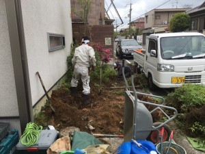 大阪　堺市東区　外構工事・リフォーム（ガレージつくり）着工