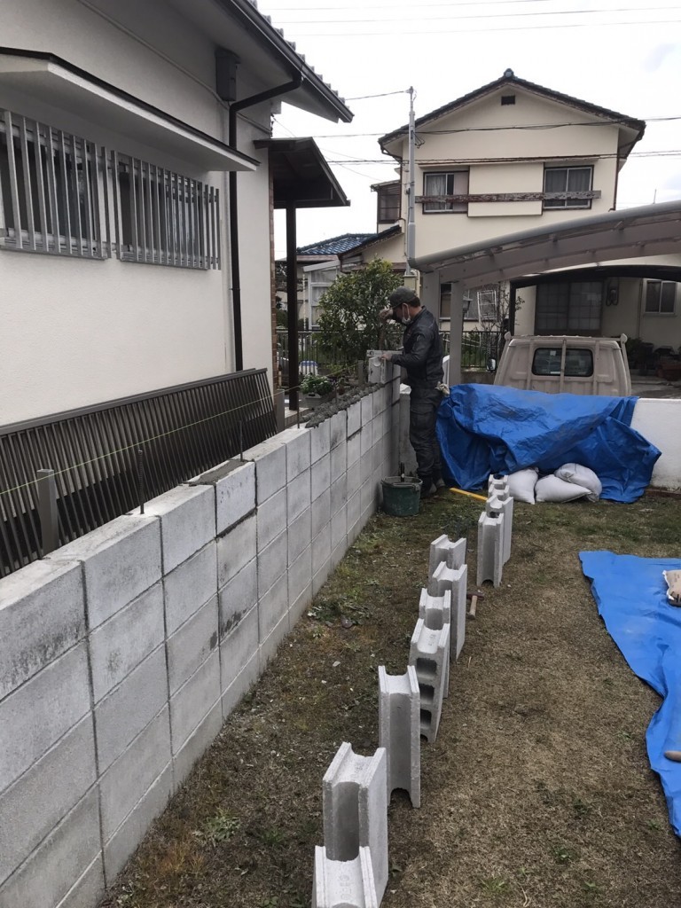 大阪　河内長野市荘園町　外構エクステリアリフォーム、庭造り　本日、着工